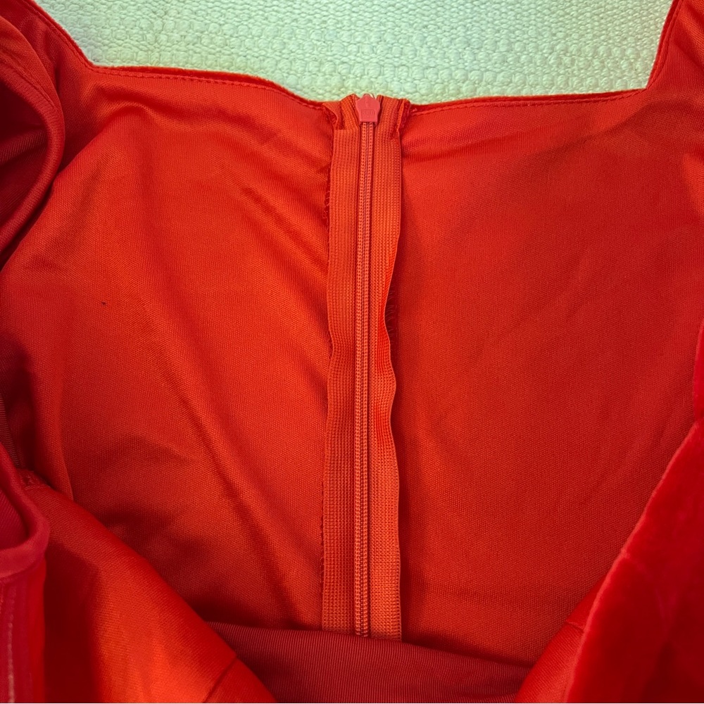 Hot Fashionista Red Matilda Velvet Long Sleeve Pleated Hem Mini Dress - Picture 13 of 16